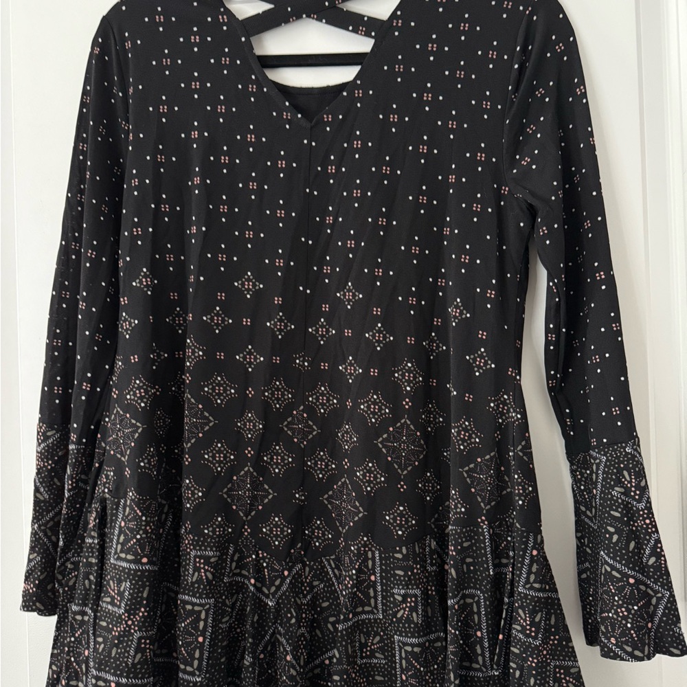 Style & Co. Black and Pink Patterned Tunic